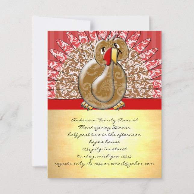 Invitación Patrón de Damasco de Turquía de Personalizado cort (Anverso)