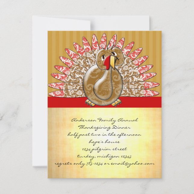 Invitación Patrón de Damasco de Turquía de Personalizado cort (Anverso)