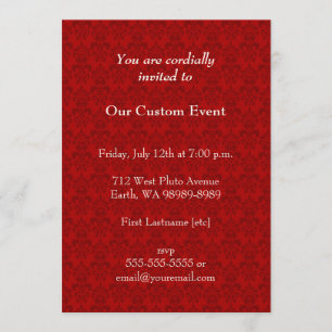 Invitación Patrón de Damasco Rojo