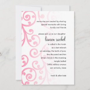 Invitación Patrón de desplazamiento de Bat Mitzvah Pink