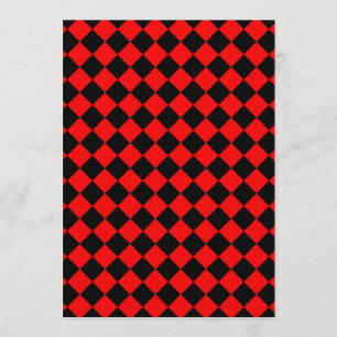Invitación Patrón de diamante de cuadros rojos y negros