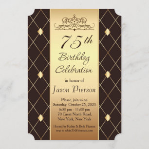 Invitación Patrón de diamante dorado en la fiesta de cumpleañ