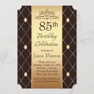 Invitación Patrón de diamante dorado en la fiesta de cumpleañ