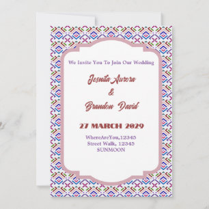 Invitación Patrón de diamante geométrico étnico pastel modern