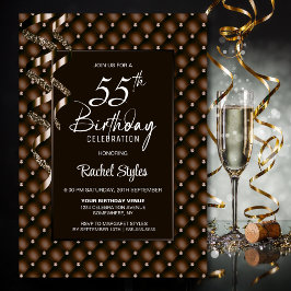 Invitación Patrón de diamante marrón 55ª fiesta de cumpleaños