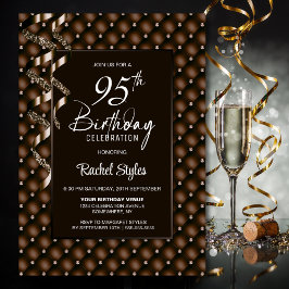 Invitación Patrón de diamante marrón 95ª fiesta de cumpleaños