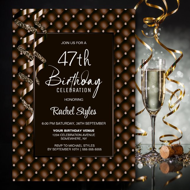 Invitación Patrón de diamantes marrones Cualquier fiesta de c (Subido por el creador)