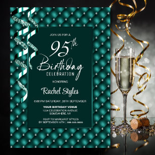 Invitación Patrón de diamantes verdes 95ª fiesta de cumpleaño
