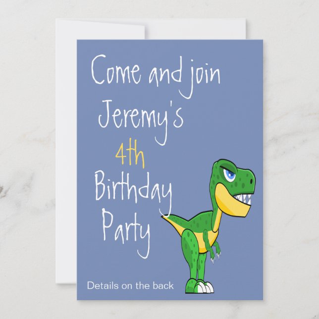 Invitación Patrón de dinosaurio niño pequeño edad cumpleaños (Anverso)