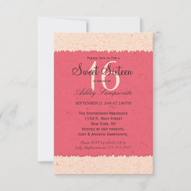 Invitación Patrón de edugie rosa y rosa de coral (Anverso)