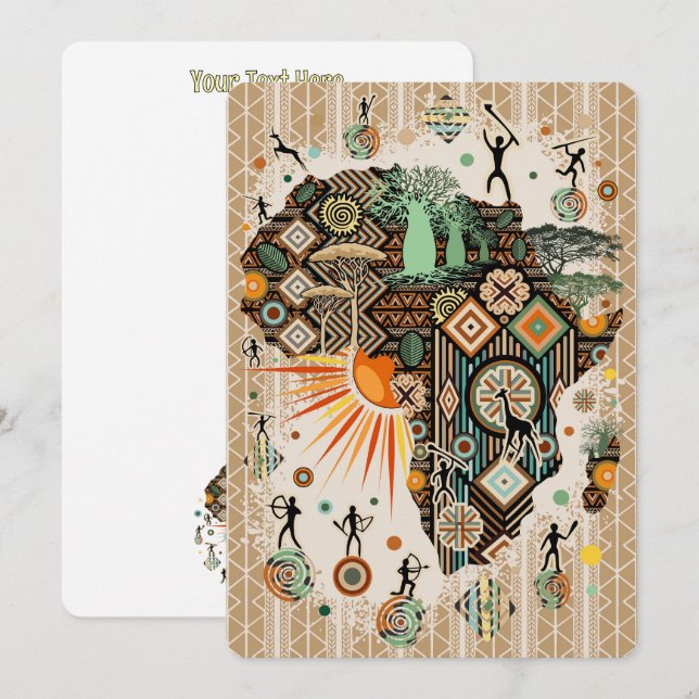 Invitación Patrón de elementos tribales decorativos del mapa  (Anverso / Reverso)