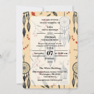 Invitación Patrón de encaje bohemio de ensueño boda