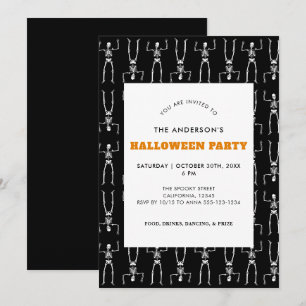 Invitación Patrón de esqueleto espeluznante Fiesta de Hallowe