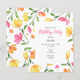 Invitación Patrón de estores florales de color rosa Naranja a