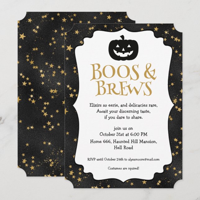 Invitación Patrón de Estrellas de Fiesta de Halloween (Anverso / Reverso)