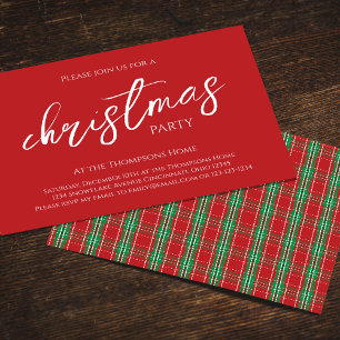 Invitación Patrón de Fiesta de Navidades verdes rojos