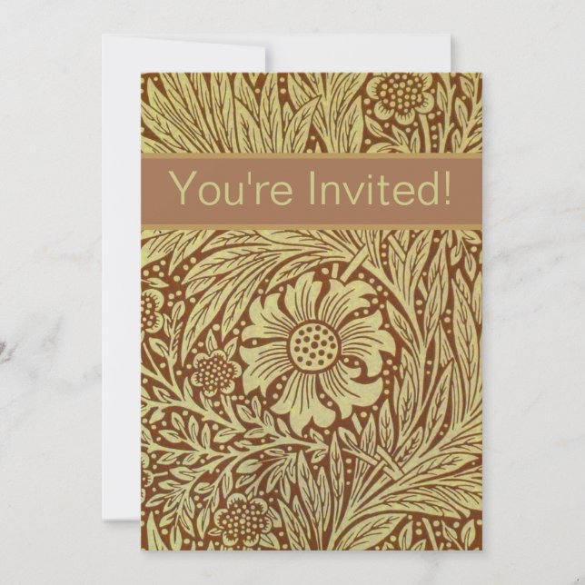 Invitación Patrón de Flor Antigua Marigold de William Morris (Anverso)
