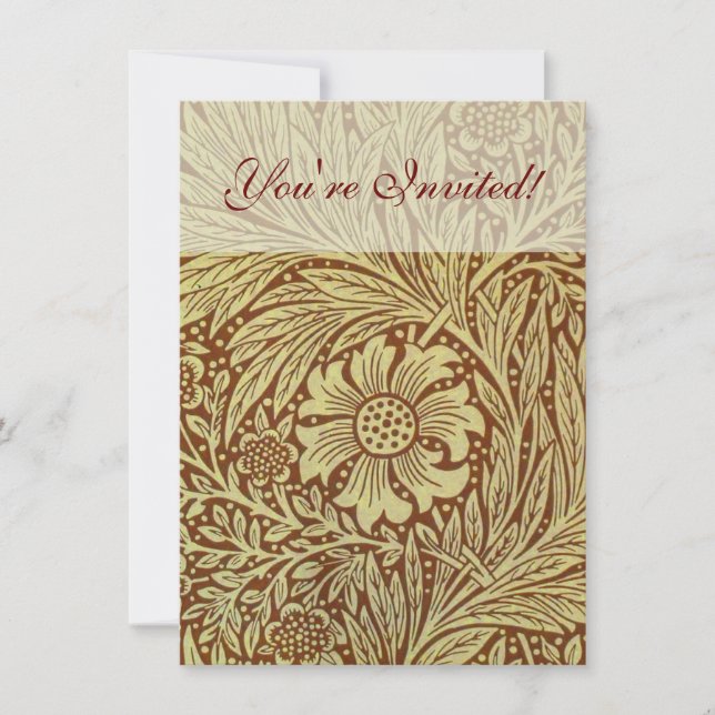 Invitación Patrón de Flor Antigua Marigold de William Morris (Anverso)