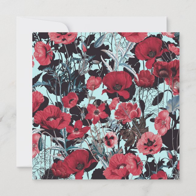 Invitación Patrón de flor de amapola (Reverso)