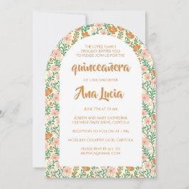 Invitación Patrón de flor de arco floral CUSTOMPhoto Quinceañ