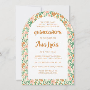 Invitación Patrón de flor de arco floral CUSTOMPhoto Quinceañ