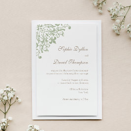 Invitación Patrón de Flor Verde de Lis de Regencia Francesa