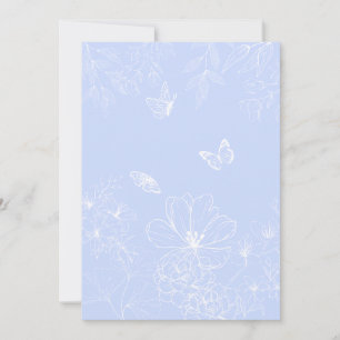 Invitación Patrón de flores azules claras, floral, Minimalist