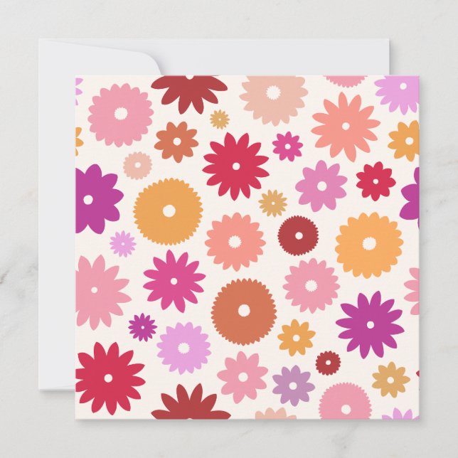 Invitación Patrón de flores coloridas (Anverso)