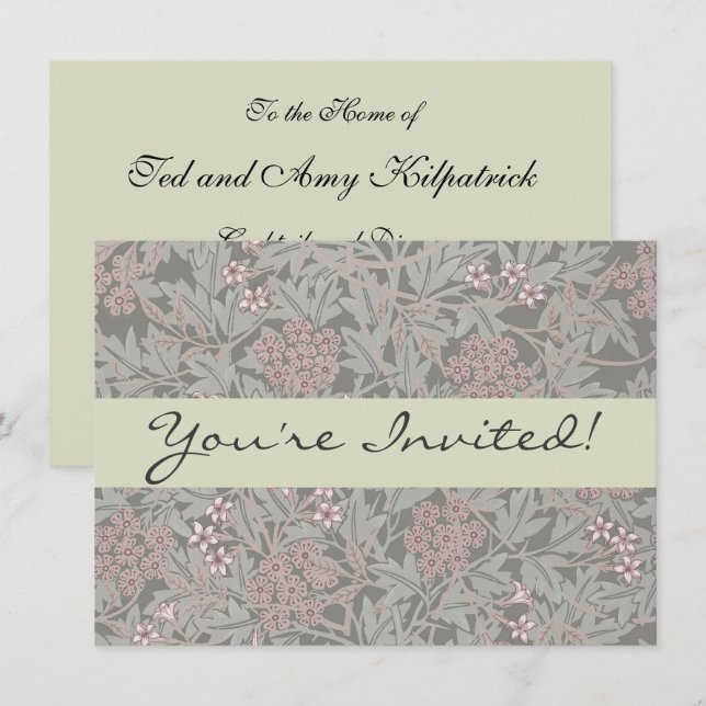 Invitación Patrón de flores de William Morris Jasmine (Anverso / Reverso)