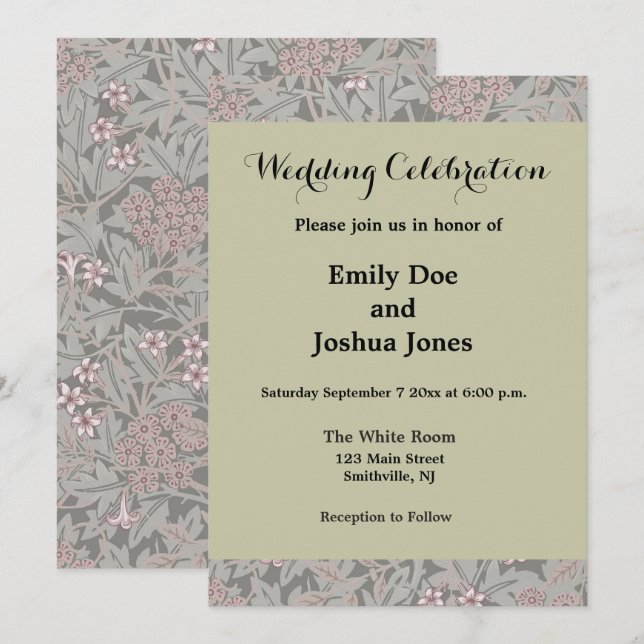 Invitación Patrón de flores de William Morris Jasmine (Anverso / Reverso)