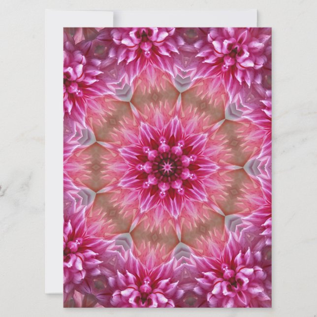 Invitación Patrón de flores rosadas de Mandala geométrica-675 (Anverso)