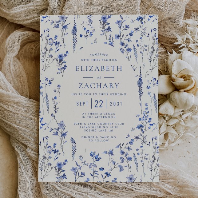 Invitación Patrón de flores silvestres de Boho Boda de marfil (Subido por el creador)