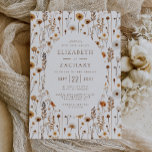Invitación Patrón de flores silvestres de otoño Boda beige ma<br><div class="desc">Una delicada acuarela de flores silvestres secas de otoño en tonos marrones,  tostados,  beige y sepia sobre un fondo blanco roto permite que el texto marrón se ajuste a un marco ovalado. El patrón de flor silvestre se repite en la parte posterior de la tarjeta.</div>
