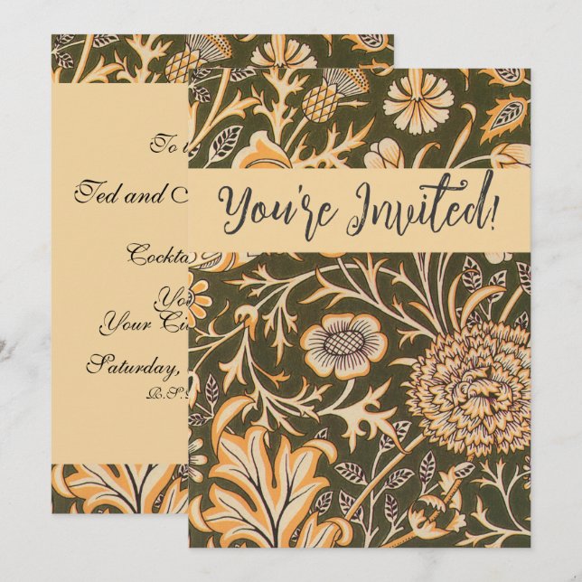 Invitación Patrón de fondo de escritorio de William Morris Ch (Anverso / Reverso)