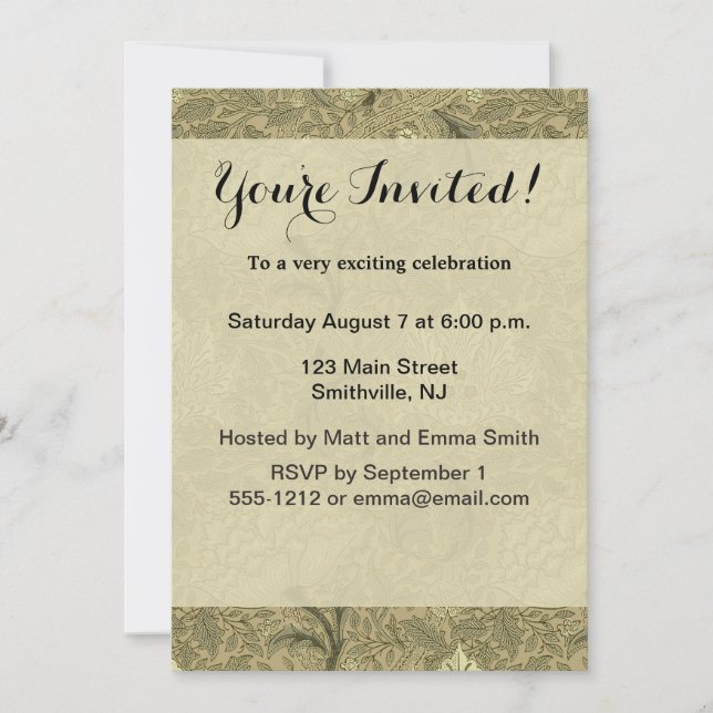 Invitación Patrón de fondo de escritorio de William Morris Wi (Anverso)