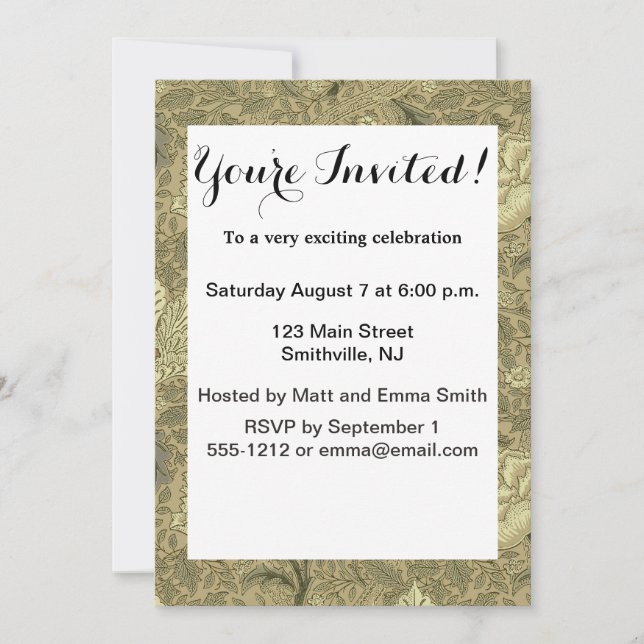 Invitación Patrón de fondo de escritorio de William Morris Wi (Anverso)