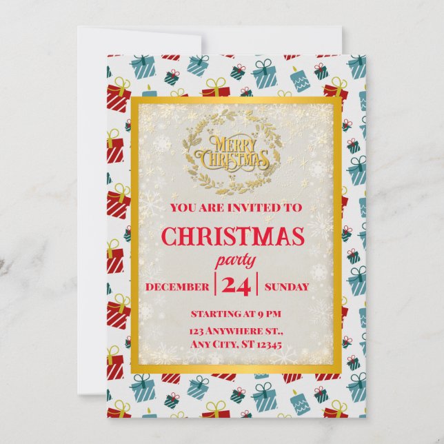 Invitación Patrón de fondo de Feliz Navidad y Año Nuevo (Anverso)