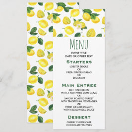 Invitación Patrón de frutas color agua de los lemas amarillos