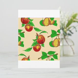 Invitación Patrón de frutas de melocotón y pera Botánica rúst