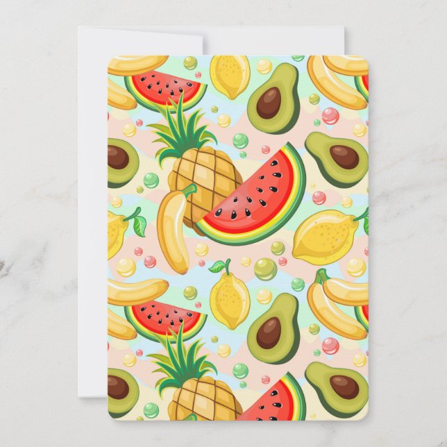 Invitación Patrón de frutas de verano fresco (Anverso)