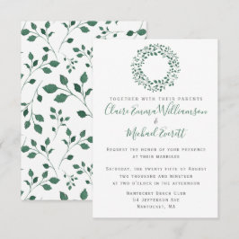 Invitación Patrón de fusión de acuarela verde rústico | BODA