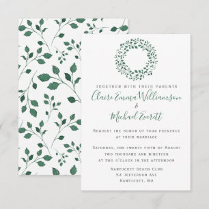 Invitación Patrón de fusión de acuarela verde rústico   BODA