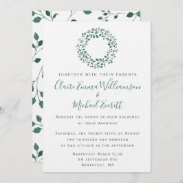 Invitación Patrón de fusión de acuarela verde rústico | BODA