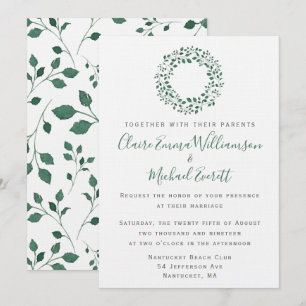 Invitación Patrón de fusión de acuarela verde rústico   BODA