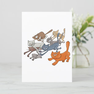 Invitación Patrón de Gatos Corriendo Gatitos Caprichosos