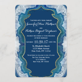 Invitación Patrón de Geodo Verde azulado Azul de Bonito elega