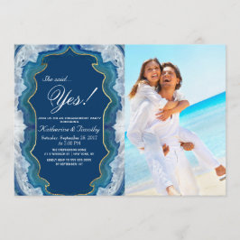 Invitación Patrón de Geodo Verde azulado Azul de Bonito elega