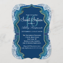 Invitación Patrón de Geodo Verde azulado Azul de Bonito elega