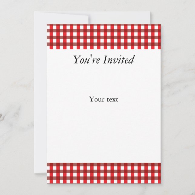 Invitación Patrón de Gingham rojo y blanco (Anverso)