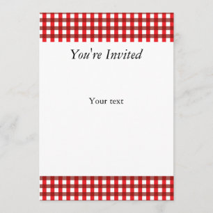 Invitación Patrón de Gingham rojo y blanco